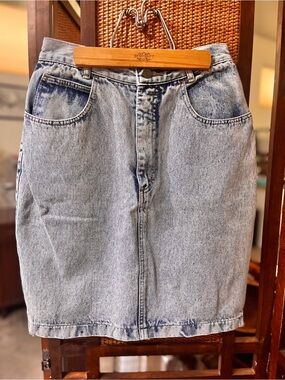 Vintage Light Blue Acid Wash Denim Pencil Skirt